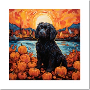 Newfoundland Dog Halloween painting Posters and Art